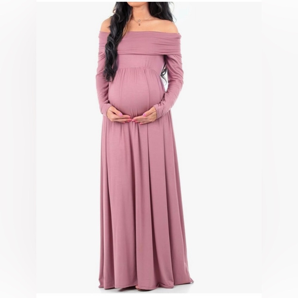 Maternity off the shoulder maxi dress